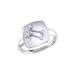 LuvMyJewelry Gemini Twin Moonstone & Diamond Constellation Signet Ring In Sterling Silver - Grey - 9