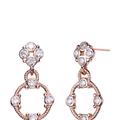Genevive GENEVIVE Sterling Silver Rose Gold Plated Cubic Zirconia Square Dangling Earrings - Pink - 15MM W X 24MM L X 0.99 D