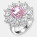 Genevive Sterling Silver Rose Gold Plated Morganite Cubic Zirconia Coctail Ring - Pink - 7