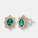 Rachel Glauber Rachel Glauber Rhodium And 14k Gold Plated Emerald Cubic Zirconia Stud Earrings - Green - 13.5MM