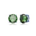 Genevive Sterling Silver With Colored Cubic Zirconia Solitaire Stud Earrings - Green