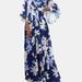 Krisp Womens/Ladies Floral Wrap Angel Sleeve Maxi Dress - Navy - Blue