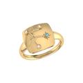 LuvMyJewelry Sagittarius Archer Blue Topaz & Diamond Constellation Signet Ring In 14K Yellow Gold Vermeil On Sterling Silver - Gold - 5.5