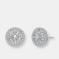 Genevive Genevive Sterling Silver Cubic Zirconia Framed Stud Earrings - White - 9MM W X 9MM L X 3MM D