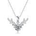 Stella Valentino Sterling Silver with 1ctw Lab Created Moissanite Solitaire Pave Antler Pendant Layering Necklace - White - 18