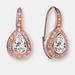 Genevive GENEVIVE Sterling Silver Rose Gold Plated Cubic Zirconia Pear Drop Earrings - Pink - 9.63MM W X 21.02MM L X 3.67MM D