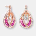 Genevive GENEVIVE Sterling Silver Rose Gold Plated Ruby Cubic Zirconia Pear Drop Earrings - Red - 20MM