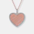 Genevive Sterling Silver And Rose Gold Plated Heart Pendant Necklace - Pink - 18