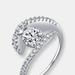 Genevive Sterling Silver Cubic Zirconia Pave Bypass Ring - Grey - 7