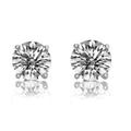 Genevive Genevive Sterling Silver Cubic Zirconia Solitaire Stud Earrings - White - 8MM W X 8MM L X 5MM D