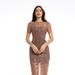 Dress The Population Lia 3D Beaded Dress - Purple - XXS