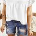 Threaded Pear Shelby Swiss Dot Lace Short Sleeve Top - White