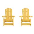 Merrick Lane Atlantic All-Weather Polyresin Adirondack Rocking Chair With Vertical Slats - Set Of 2 - Yellow