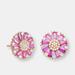 Genevive GENEVIVE Sterling Silver Rose Gold Plated Ruby Cubic Zirconia Stud Earrings - Red - 14MM X 14MM X 3.1MM, WEIGHT: 3.33G