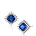 Genevive Genevive Sterling Silver Sapphire Cubic Zirconia Square Earrings - Blue - 8 MM W X 8 MM L X 4 MM D