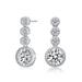 Genevive Genevive Sterling Silver Bezel Set Three Tier Drop Earrings - White - 9.47MM W X 23.63MM L X 5MM D