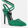 Rag & Co Charmer Rhinestone Embellished Stiletto Sandals In Green - Green - US 7