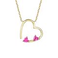 Rachel Glauber 14k Gold Plated With Pink Diamond Cubic Zirconia Open Heart Layering Necklace - Gold