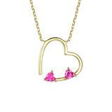 Rachel Glauber 14k Gold Plated With Pink Diamond Cubic Zirconia Open Heart Layering Necklace - Gold