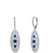 Genevive GENEVIVE Sterling Silver Sapphire Cubic Zirconia Oval Drop Earrings - Blue - 29MM