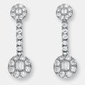 Genevive Genevive Sterling Silver Cubic Zirconia Halo Drop Earrings - White - 9 MM W X 29 MM L X 5 MM D