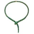 Rachel Glauber 14k Yellow Gold Plated With Emerald Cubic Zirconia Blue & Green Enamel Coiled Serpent Snake Stiff Collar Necklace - Green - 18