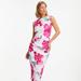 Quiz Scuba Crepe Floral Round Neck Midi Dress - Pink