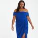 Quiz Plus Size Chiffon Ruched Midi Dress - Blue