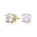 Genevive Sterling Silver 14k Yellow Gold plated With Clear Cubic Zirconia Solitaire Stud Earrings - Gold