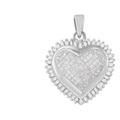Haus of Brilliance 10K White Gold Princess And Baguette Cut Diamond Forever Love Halo Pendant Necklace - Grey - 18