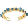 LuvMyJewelry Sea Breeze Turquoise Studded Cuff In 14K Yellow Gold Plated Sterling Silver - Gold - M