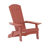 Merrick Lane Riviera Poly Resin Folding Adirondack Lounge Chair - All-Weather Indoor/Outdoor Patio Chair - Red