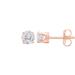 Haus of Brilliance 10K Rose Gold Over .925 Sterling Silver 3/4 Cttw Round Brilliant-Cut Diamond Classic 4-Prong Stud Earrings - Pink - OS