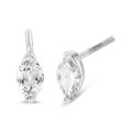 Haus of Brilliance 14K White Gold 1/2 Cttw 2 Prong Set Marquise Solitaire Lab Grown Diamond Stud Earrings - F-G Color, VS2-SI1 Clarity - White