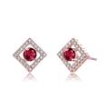 Genevive Stylish Platinum Plated Halo Stud Earrings - Red