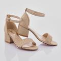 Perla Glitter Gold Sandal-Strap Heels - Brown - 28