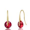 Rachel Glauber Elegant Hook Earrings with Round Colored Stone Party Earrings - Red