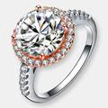 Genevive Sterling Silver Rose Gold Plated Cubic Zirconia Circle Solitaire Ring - Pink - 6