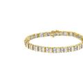 Haus of Brilliance 10K Yellow Gold 4.0 Cttw Alternating Baguette & Round Cut Diamond Bezel & Prong Set 7" Tennis Bracelet - Gold - 7