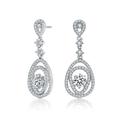 Genevive Genevive Sterling Silver Cubic Zirconia Accent Double Pear Drop Earrings - White - 12.4MM W X 30.8MM L X 3.35MM D