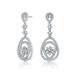 Genevive Genevive Sterling Silver Cubic Zirconia Accent Double Pear Drop Earrings - White - 12.4MM W X 30.8MM L X 3.35MM D