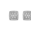 Haus of Brilliance .925 Sterling Silver 1/2 Cttw Diamond Miligrain Square Shape Stud Earrings - White - OS