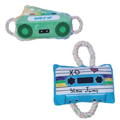 American Pet Supplies Old School Plush Dog Toy Combo (Cassette Tape & Boom Box)