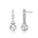 Genevive Genevive Sterling Silver with Rhodium Plated Pearl and Cubic Zirconia Drop Earrings - White