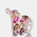 Genevive Sterling Silver Rose Gold Plated Multi Colored Cubic Zirconia Coctail Ring - Pink - 6