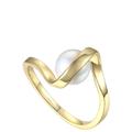 Genevive Genevive Sterling Silver 14k gold plated with 7mm White Freshwater Pearl Promise Stacking Ribbon Ring - Gold - 6