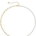 Rachel Glauber Rachel Glauber 14K Gold Plated Initial Pearl Link Chain Necklace - Gold - H