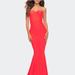 La Femme Fitted Long Chic Strapless Jersey Gown - Red - 0