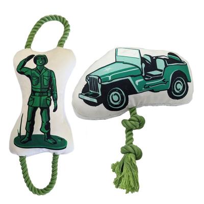 American Pet Supplies Retro Military Plush Toy Combo (Army Jeep & Soldier)