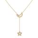 LuvMyJewelry Shooting Star Moon Crescent Diamond Necklace In 14K Yellow Gold Vermeil On Sterling Silver - Gold